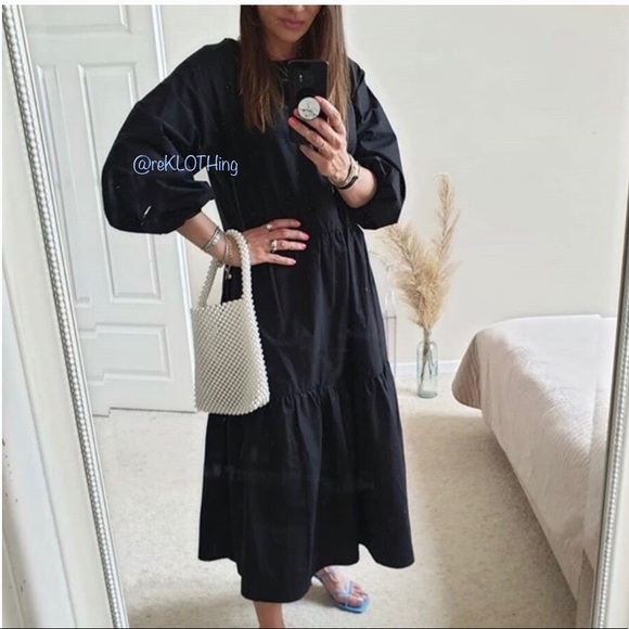 SOLD! Cotton Poplin Puff-Balloon Sleeved Dress - Picture 2 of 9